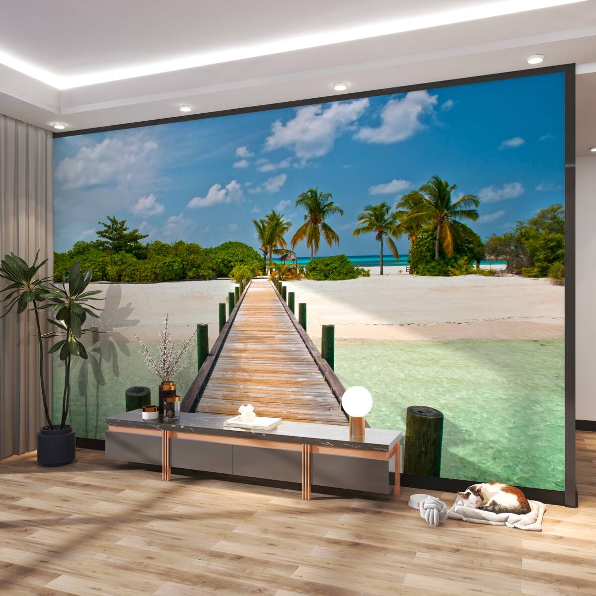 Fototapeta drewniane molo w pobliżu tropikalnego brzegu