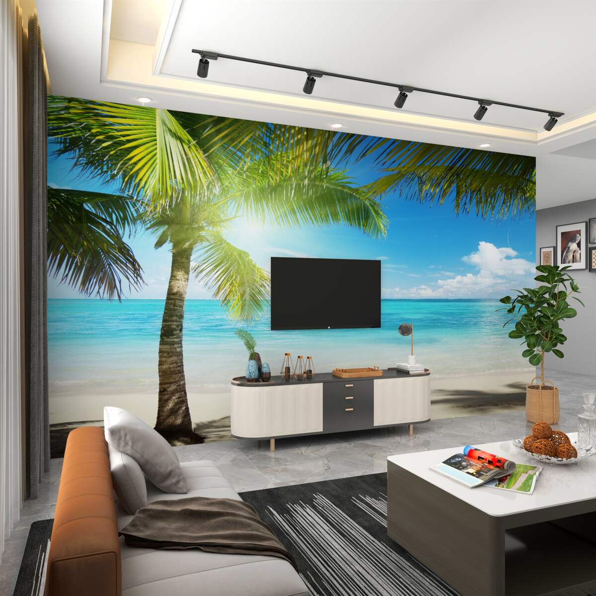 Fototapeta cicha rajska plaża z palmami