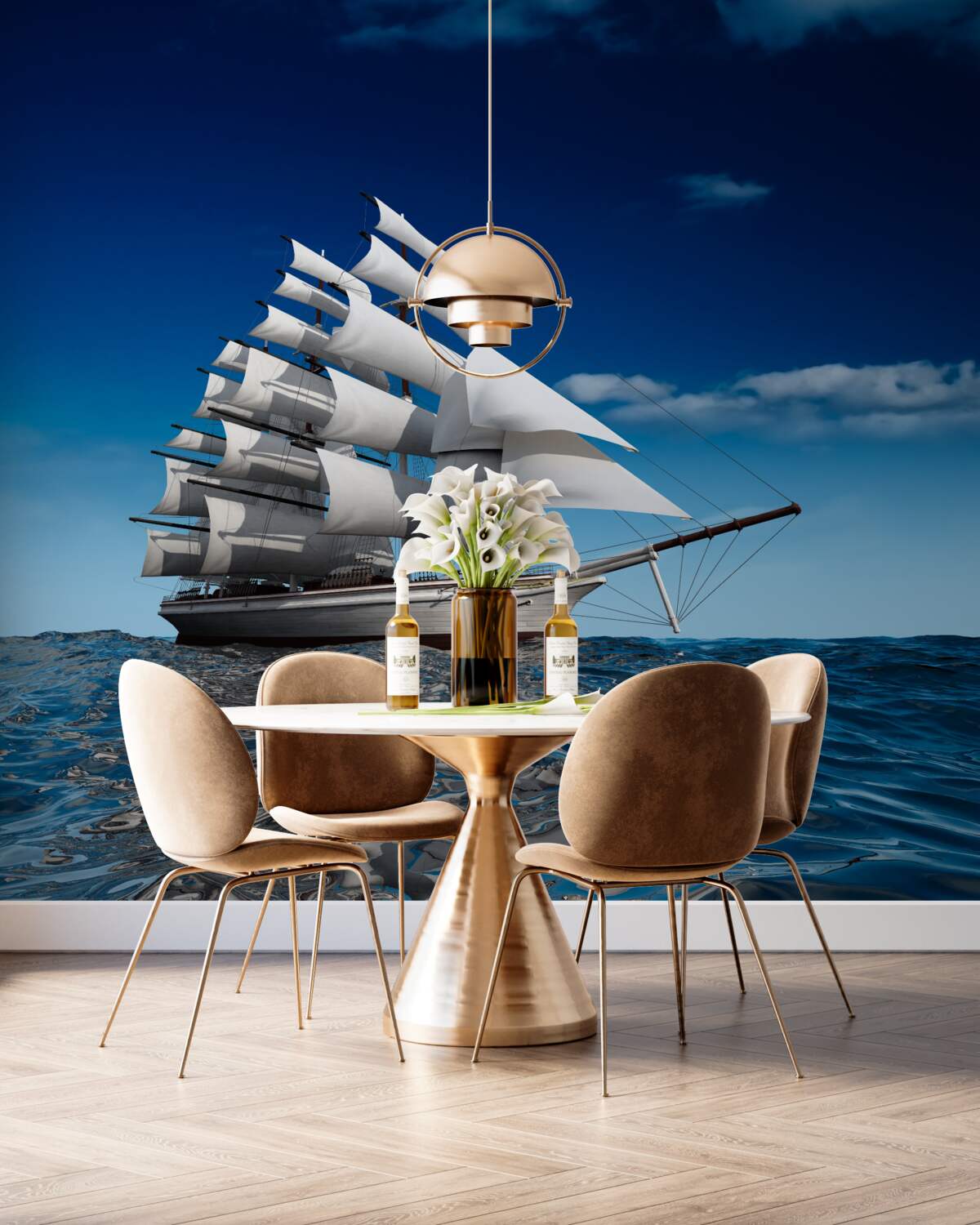 Fototapeta żaglówka na spokojnej wodzie