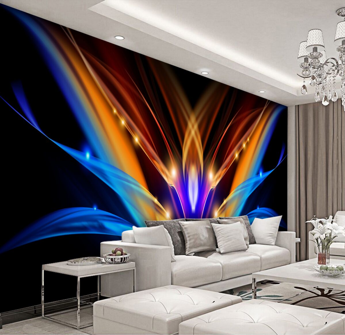 Fototapeta abstrakcyjny kwiat lotosu w nocy