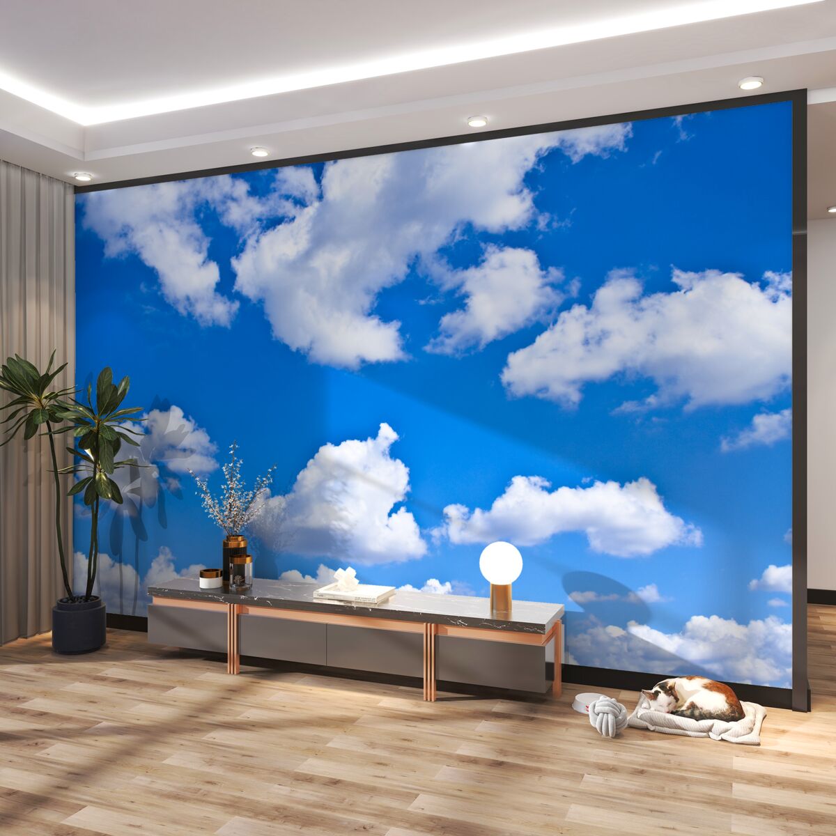 Fototapeta pływające chmury na błękitnym niebie