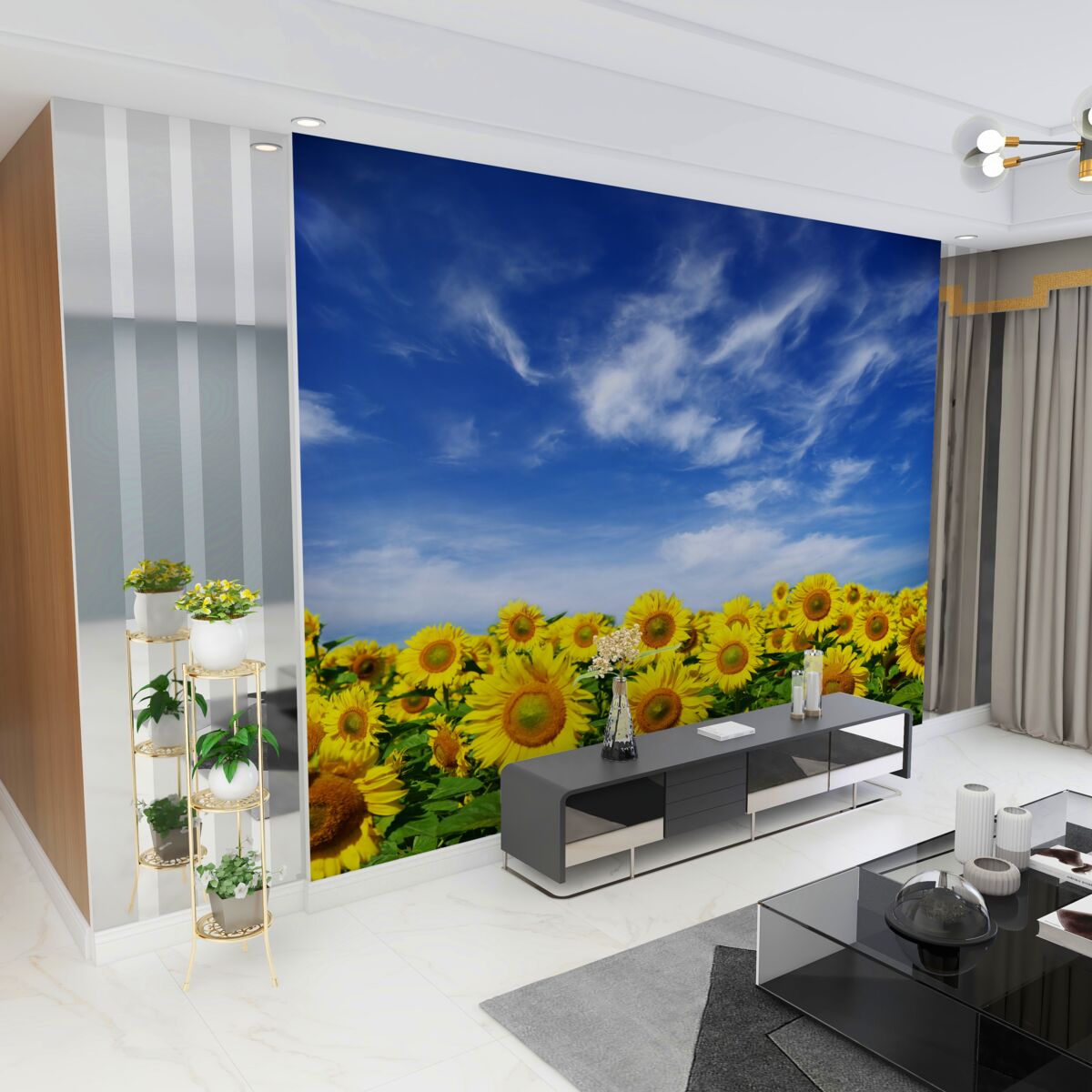 Fototapeta jasny słonecznik na błękitnym niebie