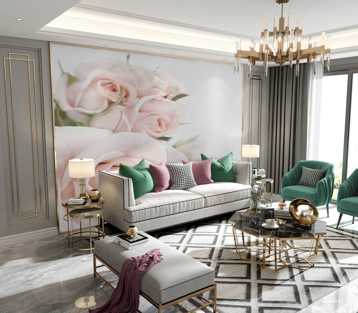 Fototapeta delikatny bukiet jasnych róż