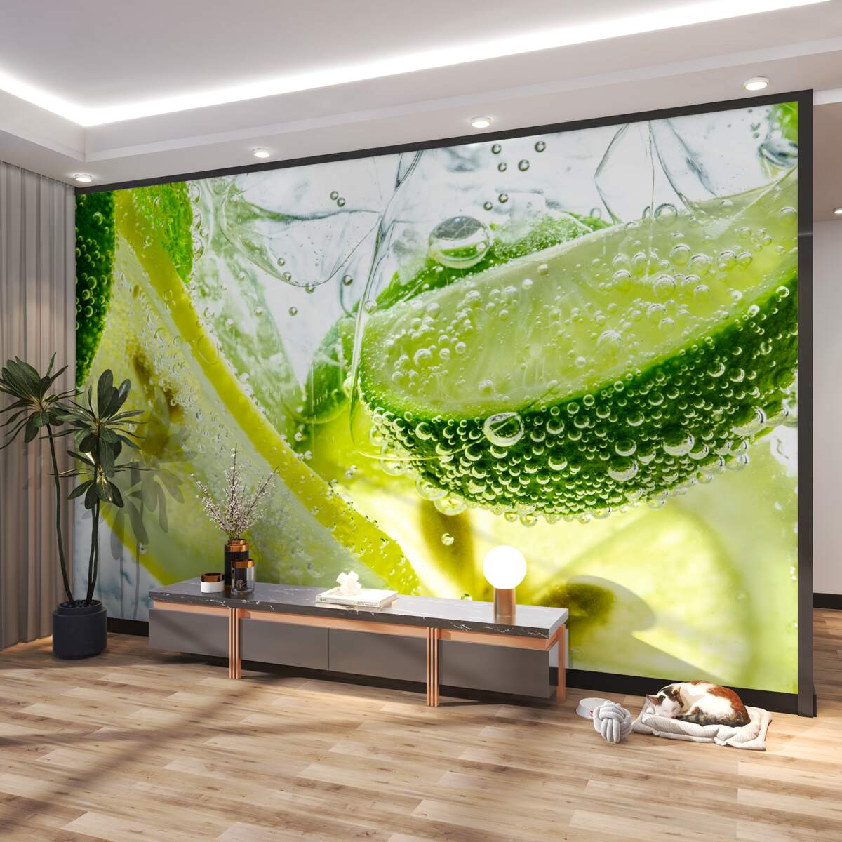 Fototapeta plasterki cytryny i limonki w wodzie