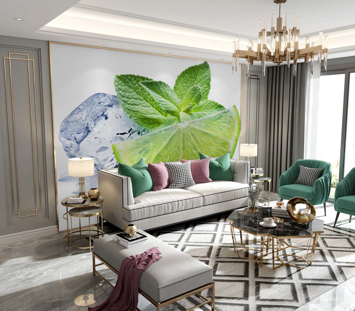 Fototapeta mojito z limonką i miętą