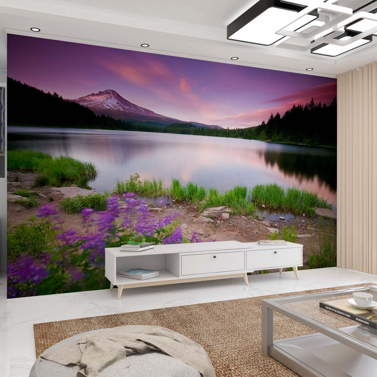 Fototapeta chłodny zachód słońca w górach alpejskich