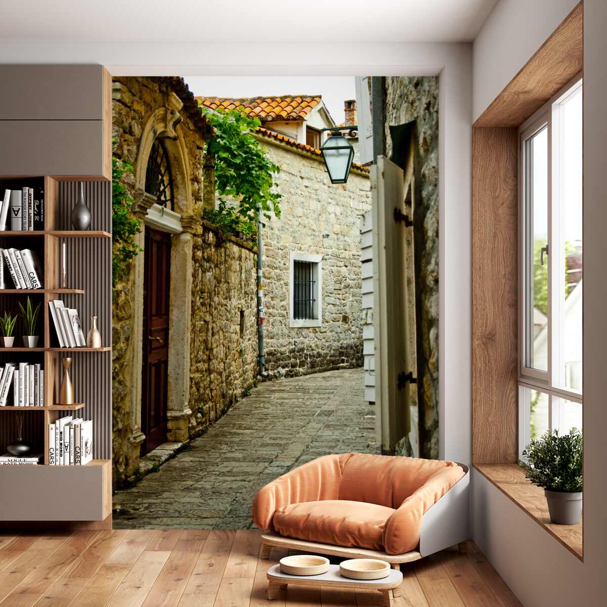 Fototapeta stara kamienna ulica w lecie