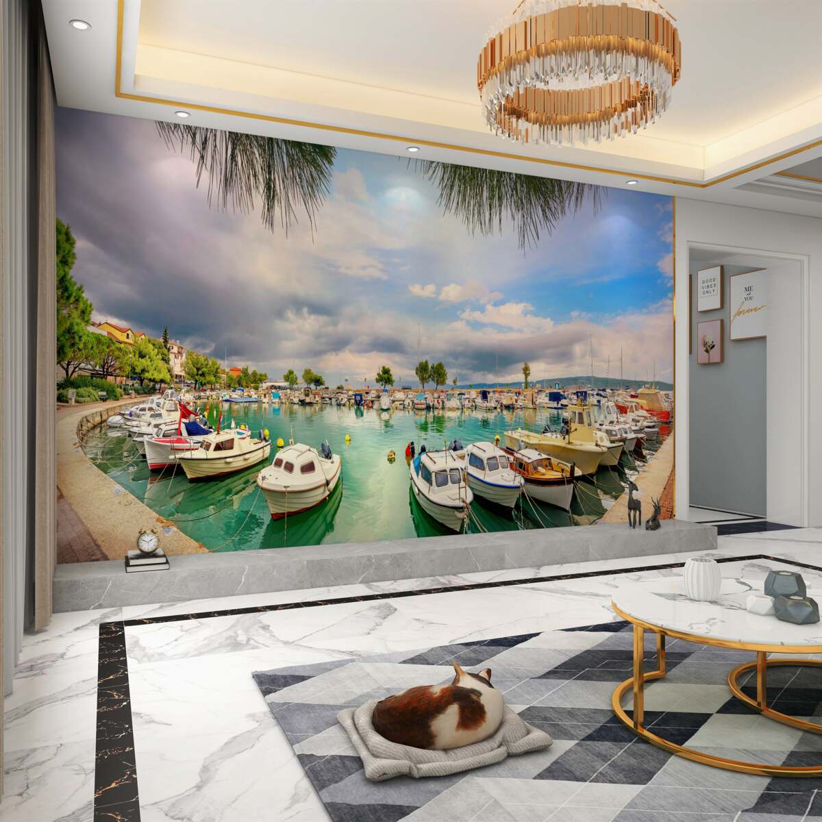 Fototapeta spokojna zatoka z jachtami