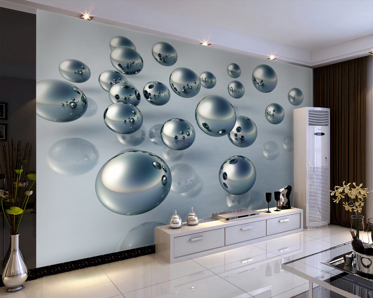 Fototapeta pływające kule w odbiciu