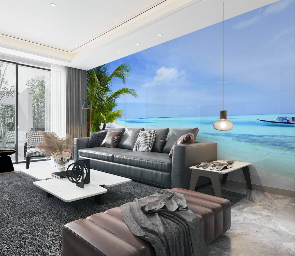 Fototapeta lazurowa woda z tropikalnego brzegu