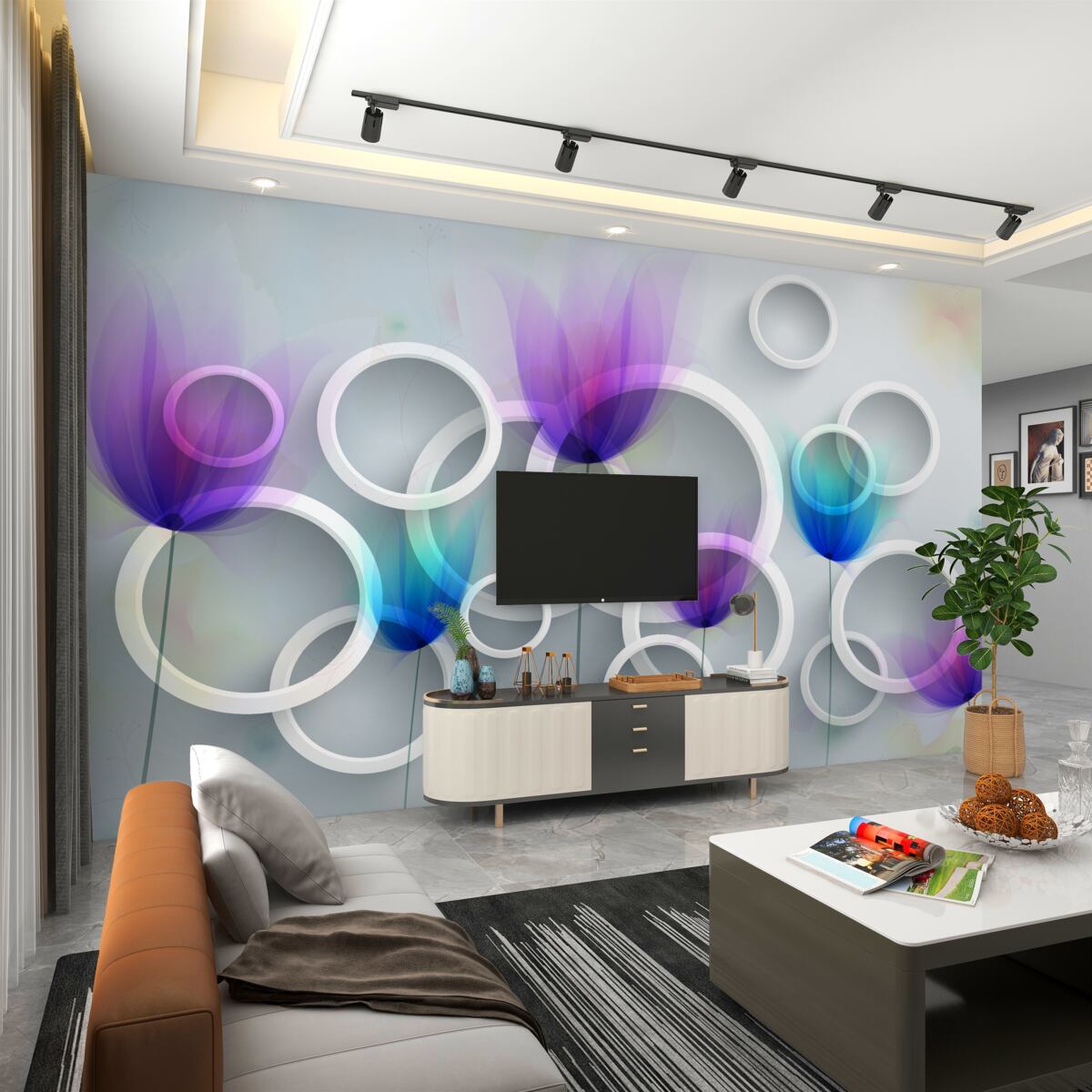 Fototapeta maki i koła na abstrakcyjnym tle