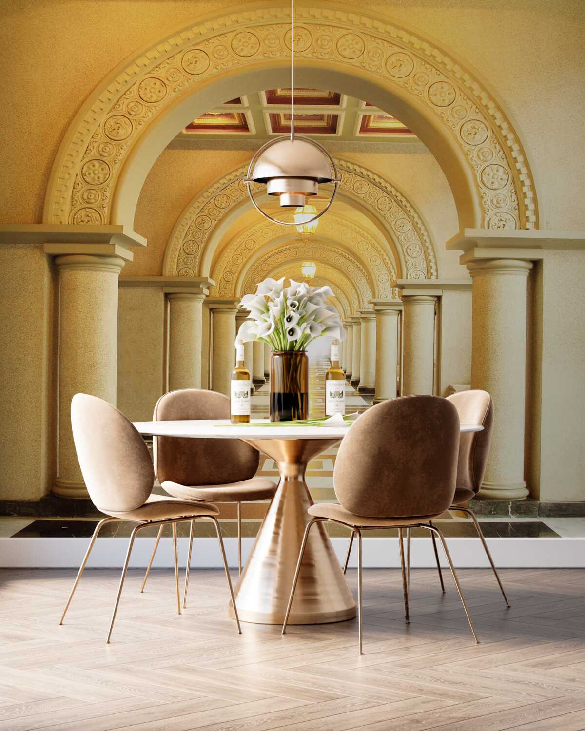 Fototapeta jasne światło na końcu tunelu w pobliżu łuków