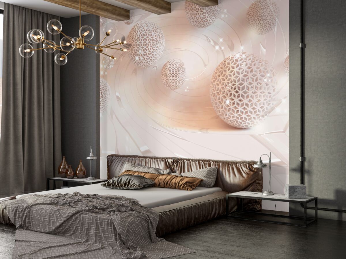 Fototapeta abstrakcyjne kule unoszą się nad podłogą