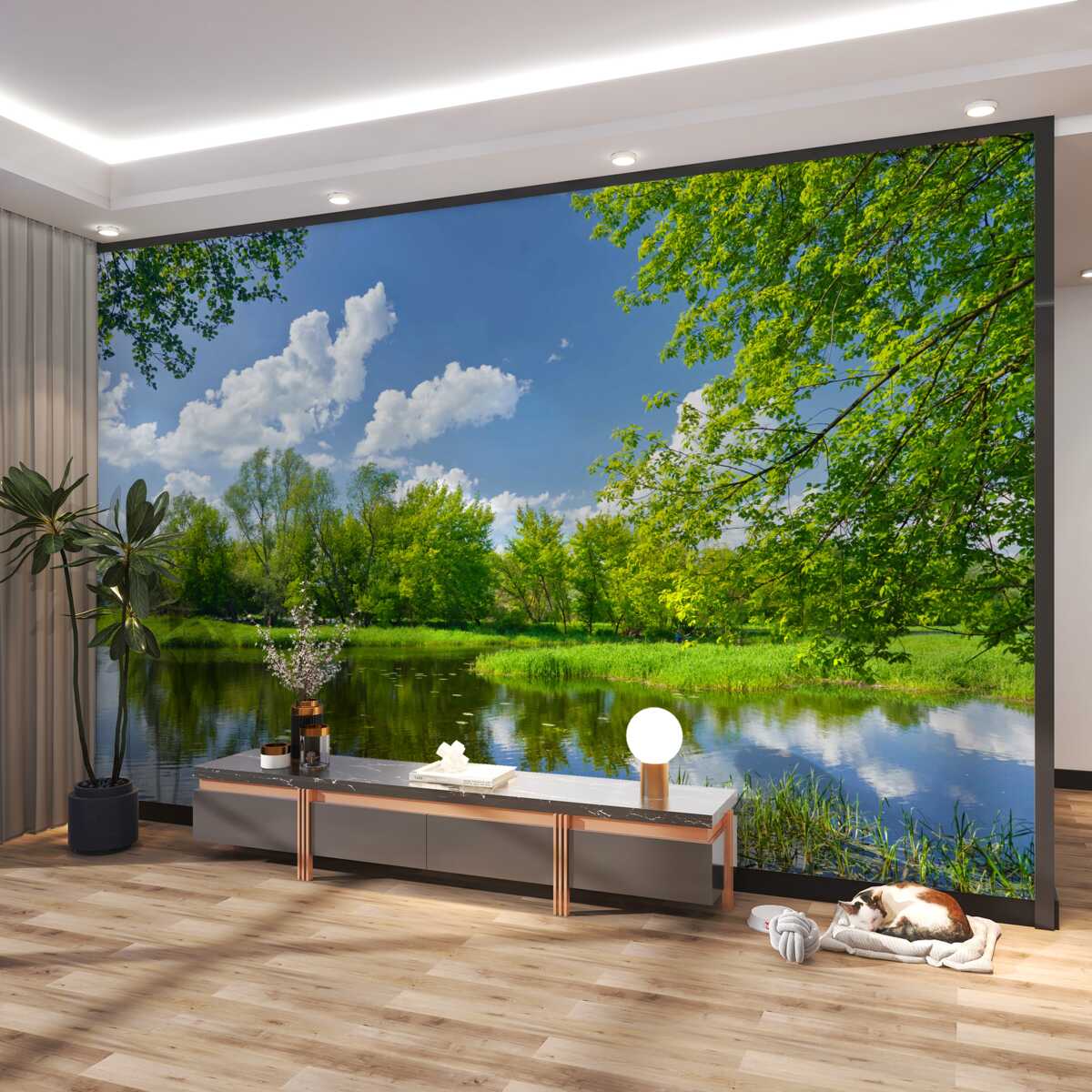 Fototapeta spokojna woda leśnej rzeki