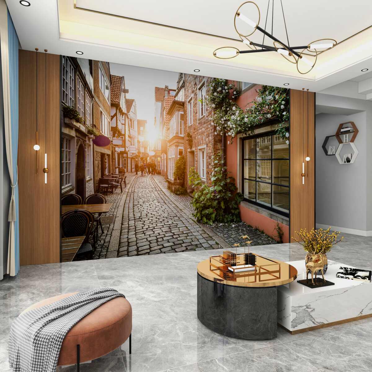 Fototapeta jasny wschód słońca na starym mieście