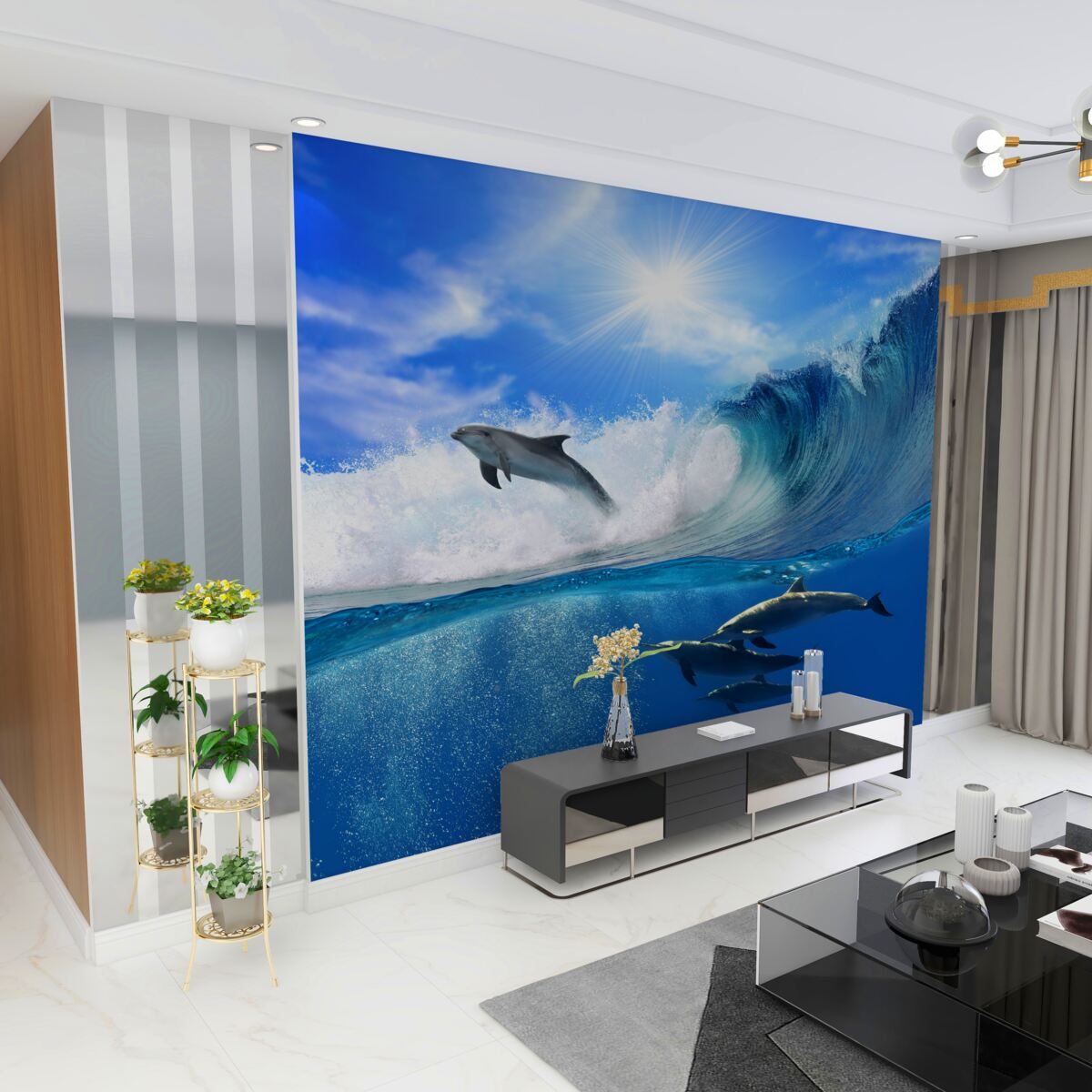 Fototapeta delfiny w wodach oceanu