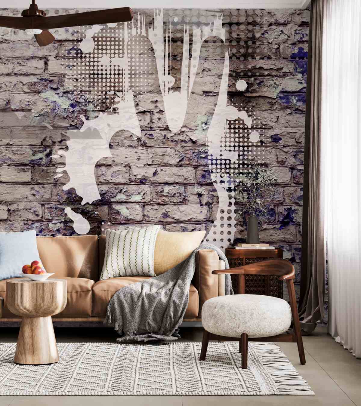 Fototapeta sylwetka dłoni na ścianie z cegły