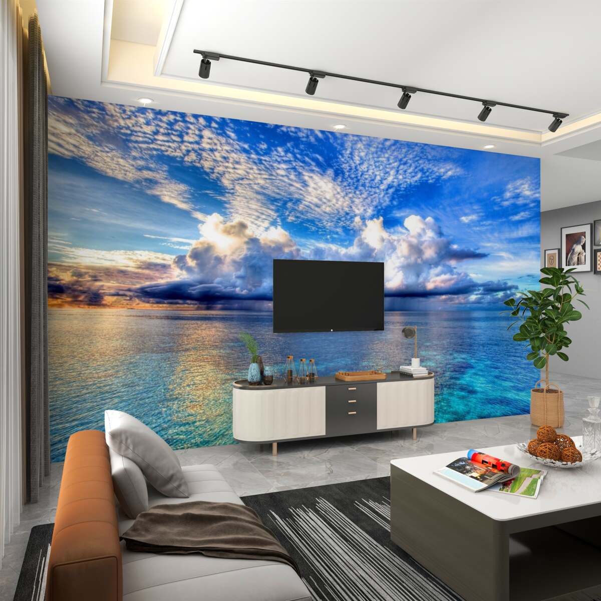 Fototapeta delikatne chmury unoszą się nad lazurową wodą