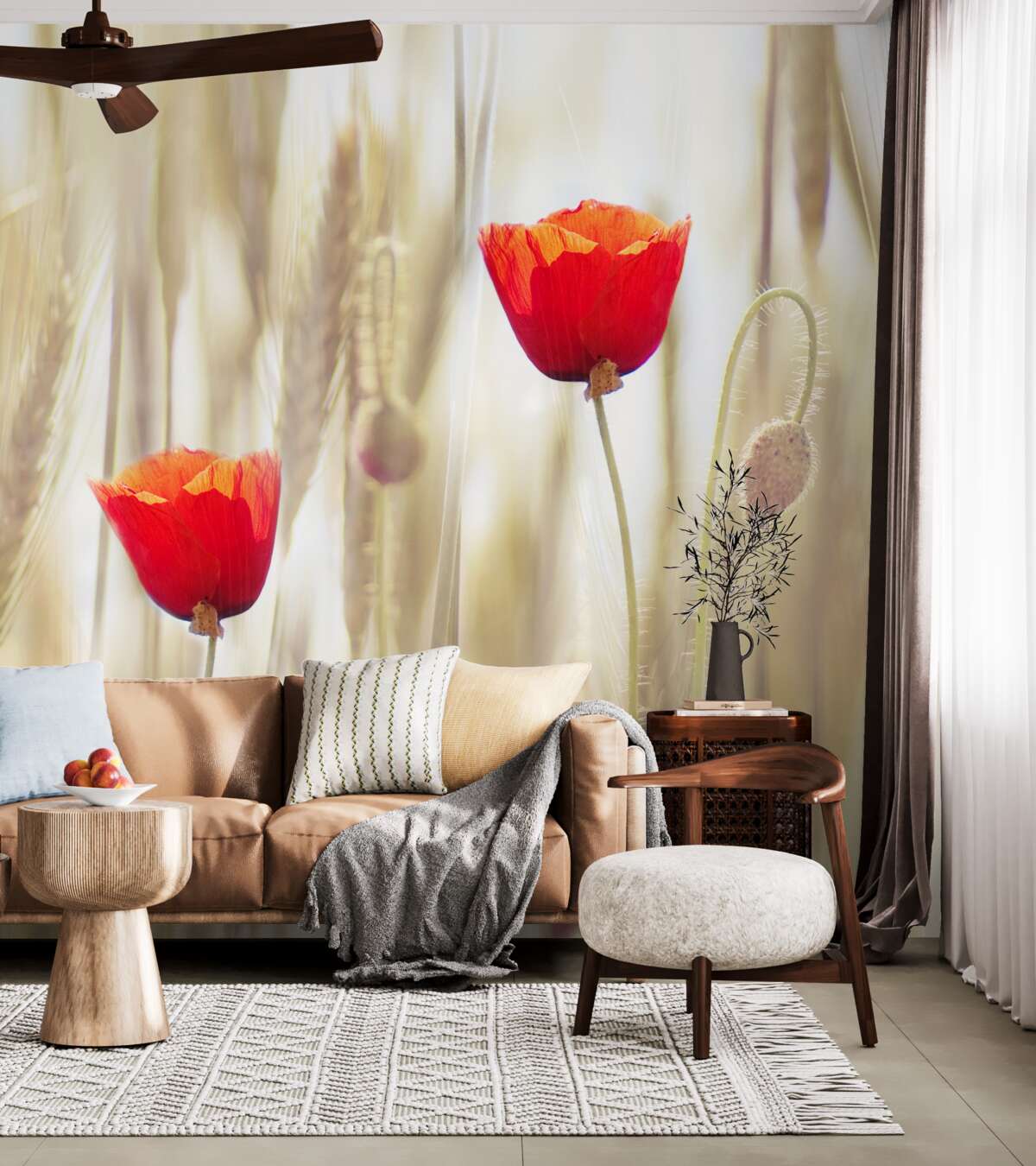 Fototapeta czerwone maki na polu pszenicy