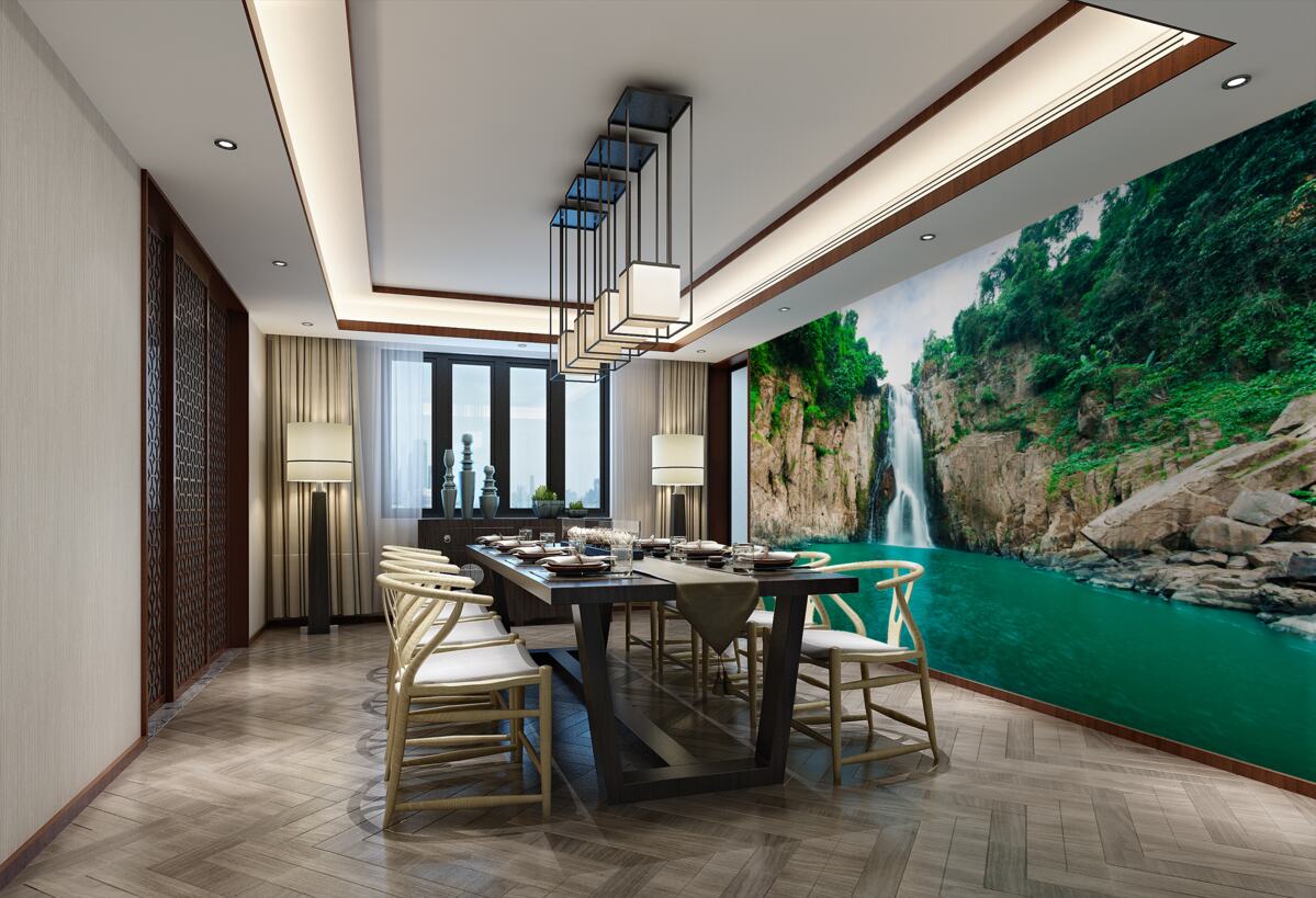 Fototapeta wysoki wodospad w górach