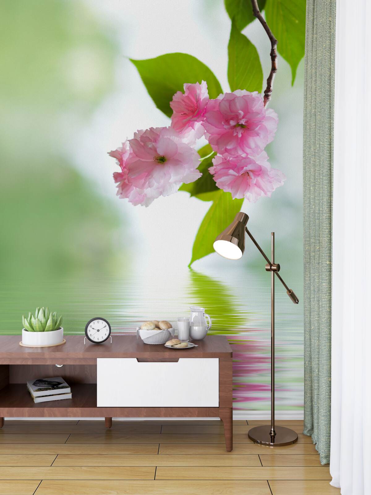 Fototapeta sakura kwitnie na gałęzi nad wodą