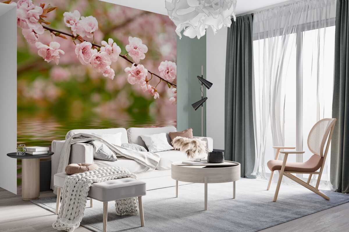 Fototapeta kwitnąca gałąź na wodzie