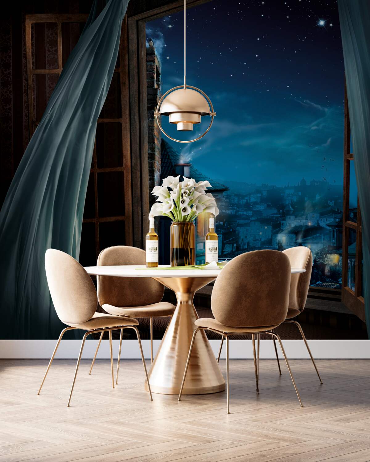 Fototapeta nocne niebo z okna