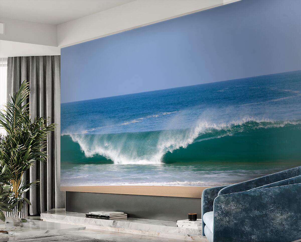 Fototapeta duże fale oceanu w pobliżu brzegu