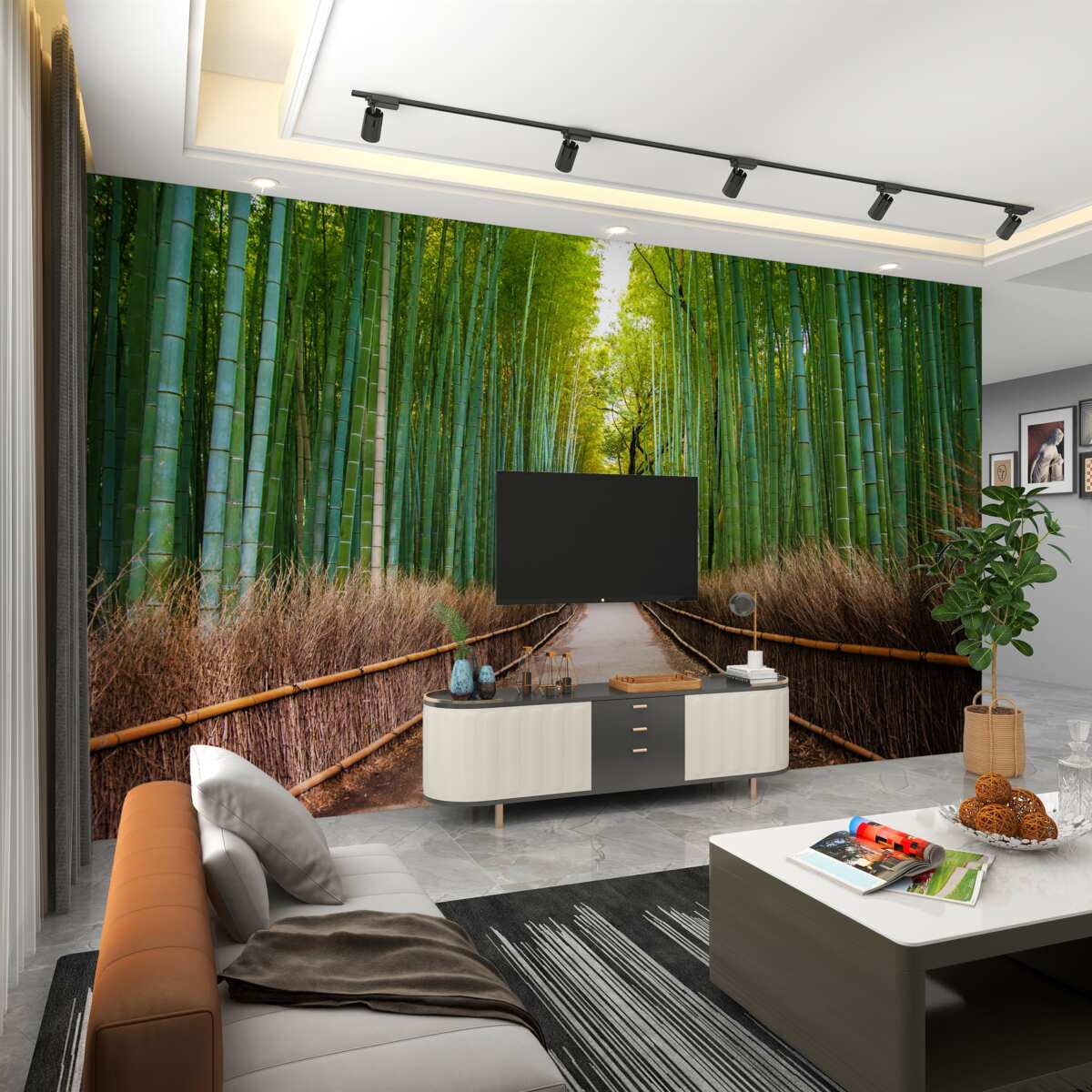 Fototapeta smukły las bambusowy ze ścieżką