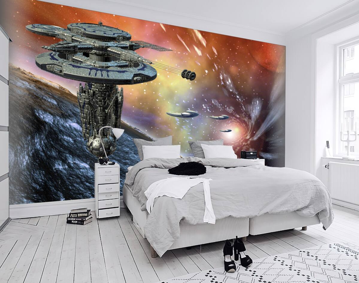 Fototapeta statki kosmiczne w galaktyce