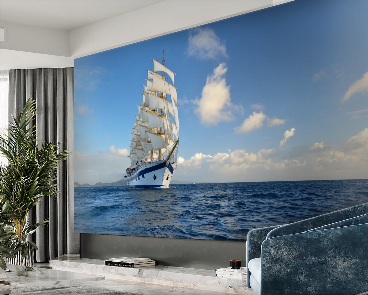 Fototapeta żaglowiec na wzburzonych wodach