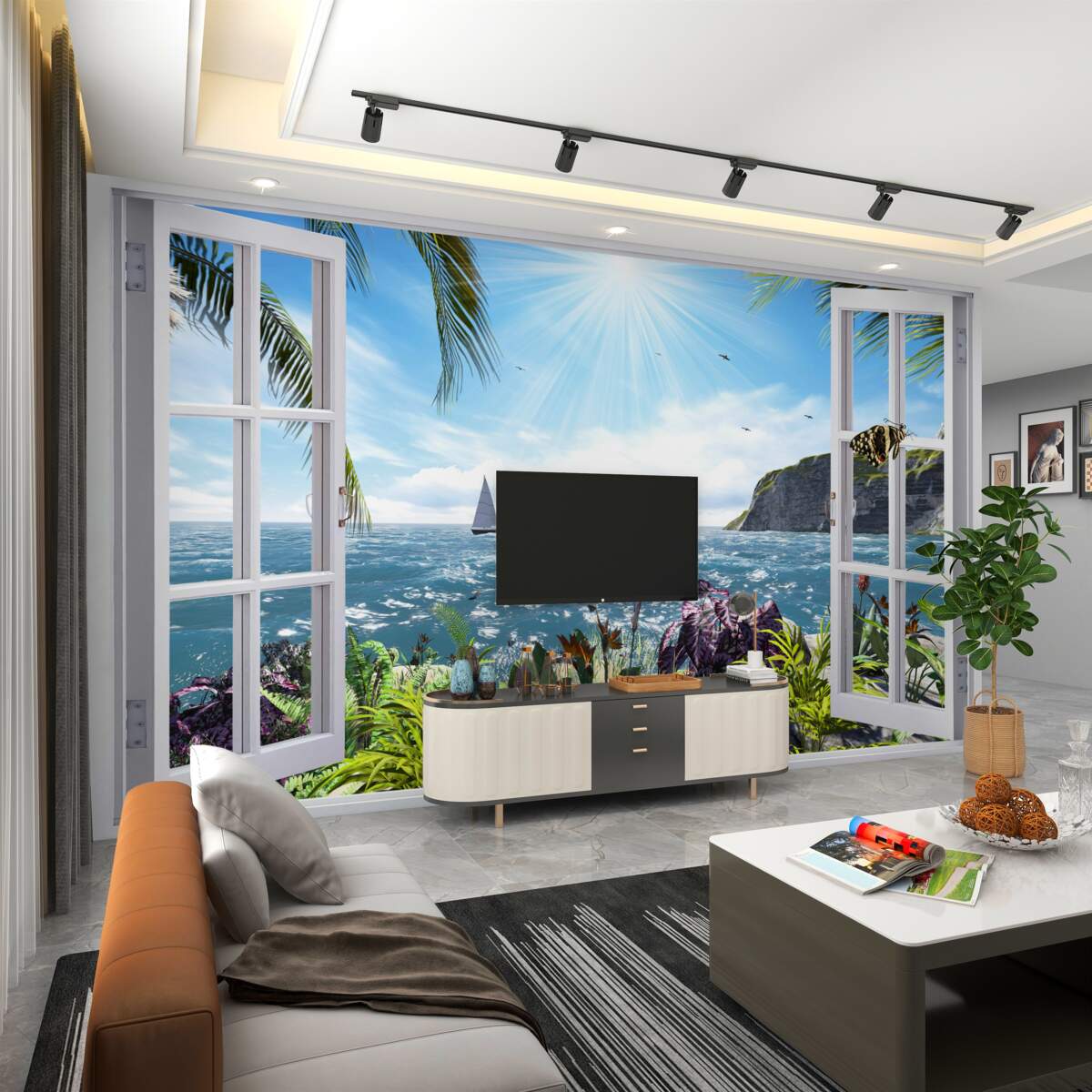 Fototapeta piękny ocean z okna