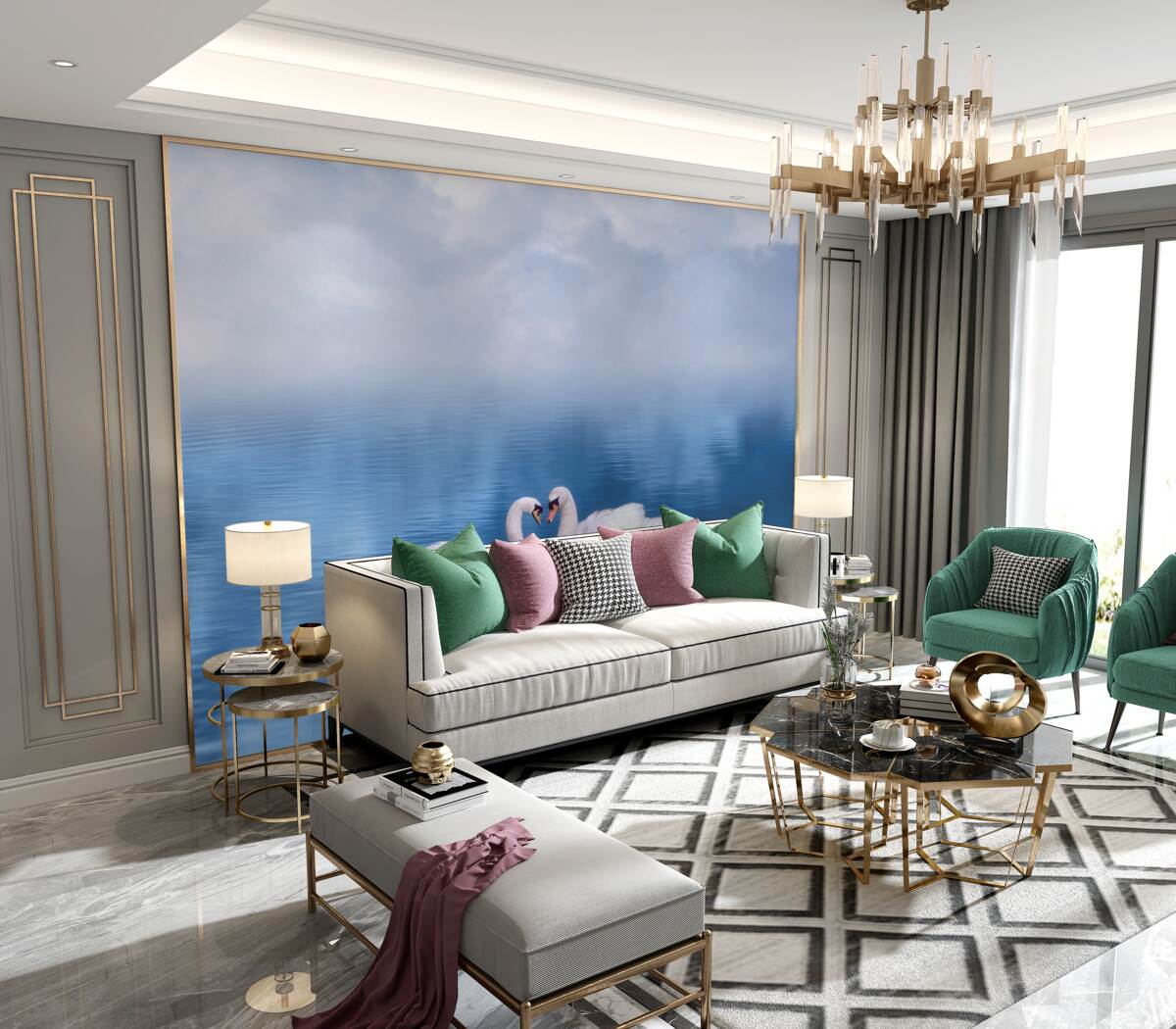 Fototapeta para łabędzi na spokojnej wodzie