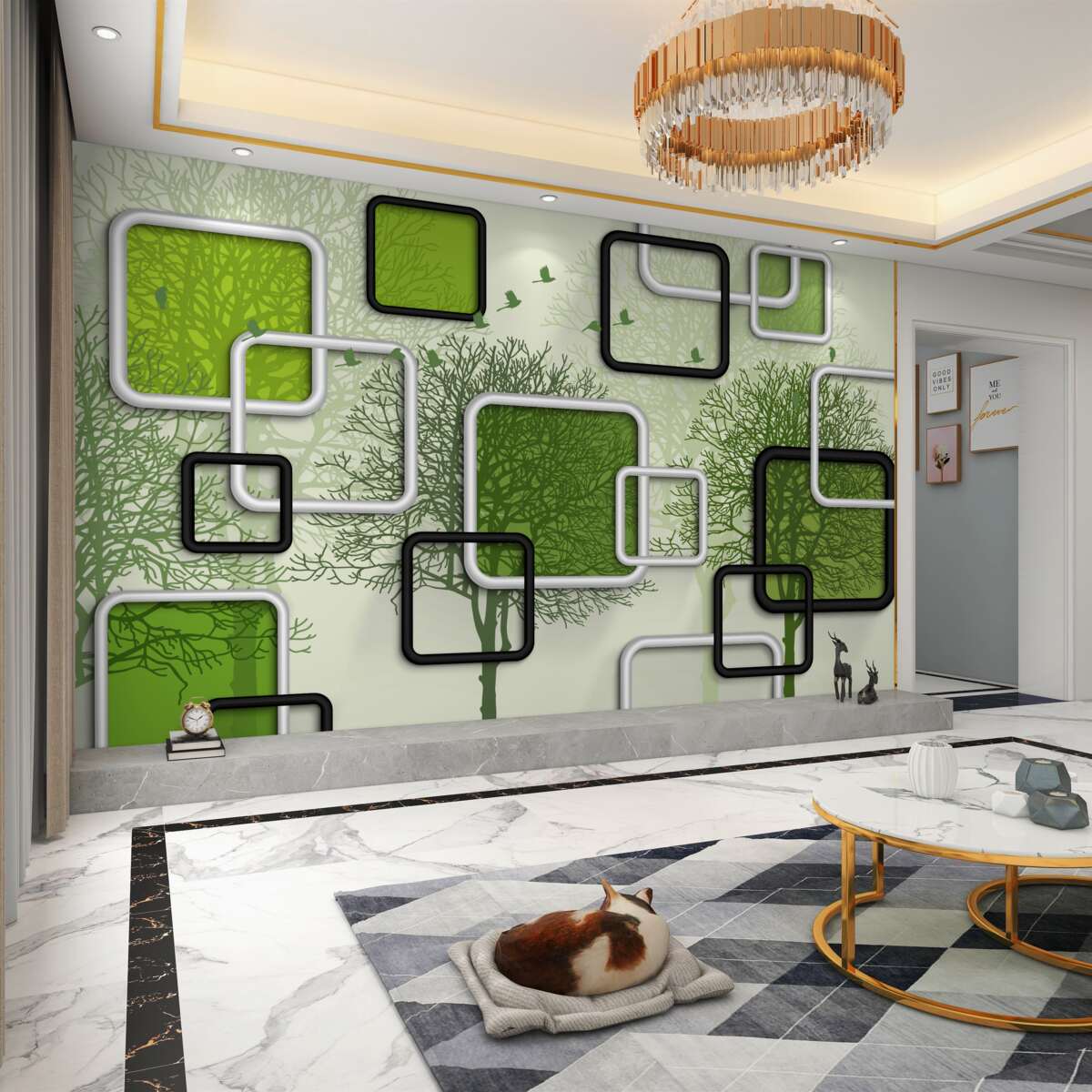 Fototapeta abstrakcyjne prostokąty w zieleni