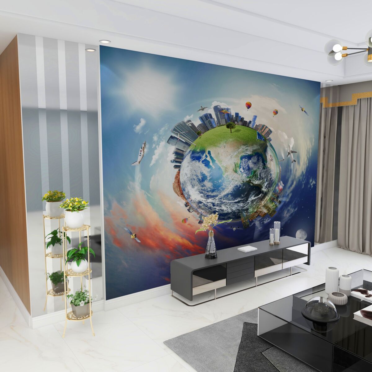 Fototapeta ziemia i miasta w formacie abstrakcyjnym