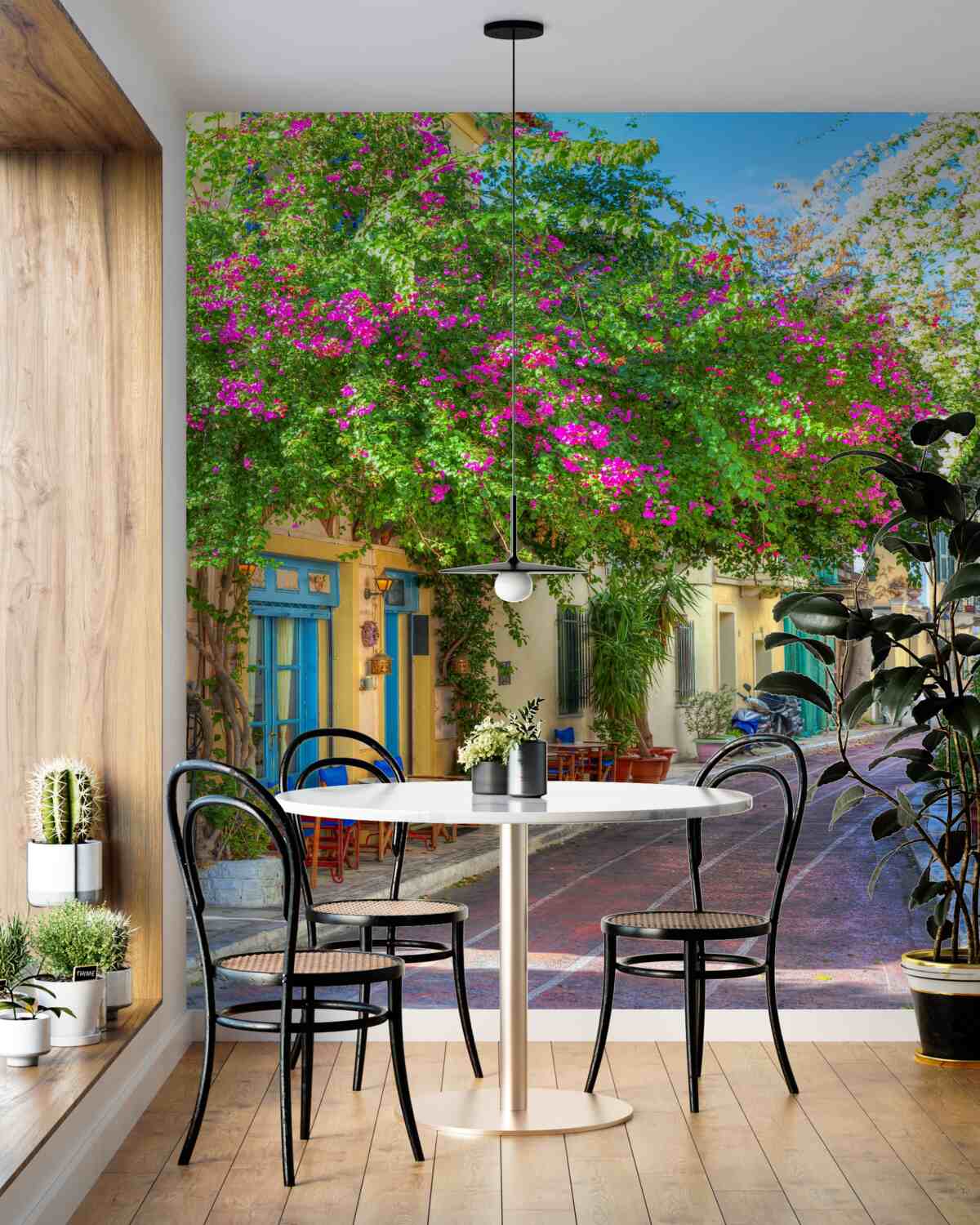 Fototapeta bujna roślinność nad domami