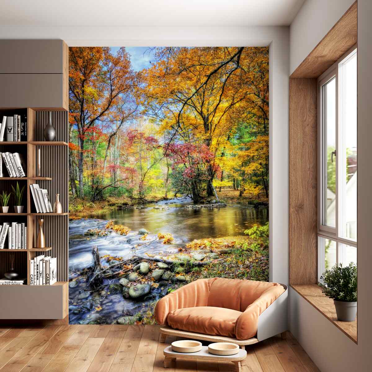 Fototapeta jesienny las i górska rzeka