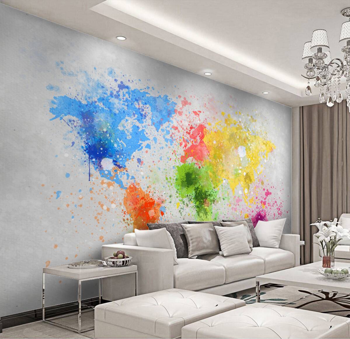 Fototapeta mapa w wielobarwnych jasnych kolorach