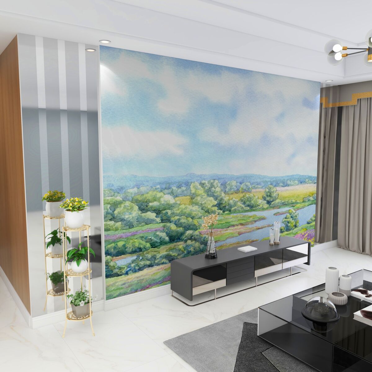 Fototapeta jasny słoneczny dzień na kwitnącej łące