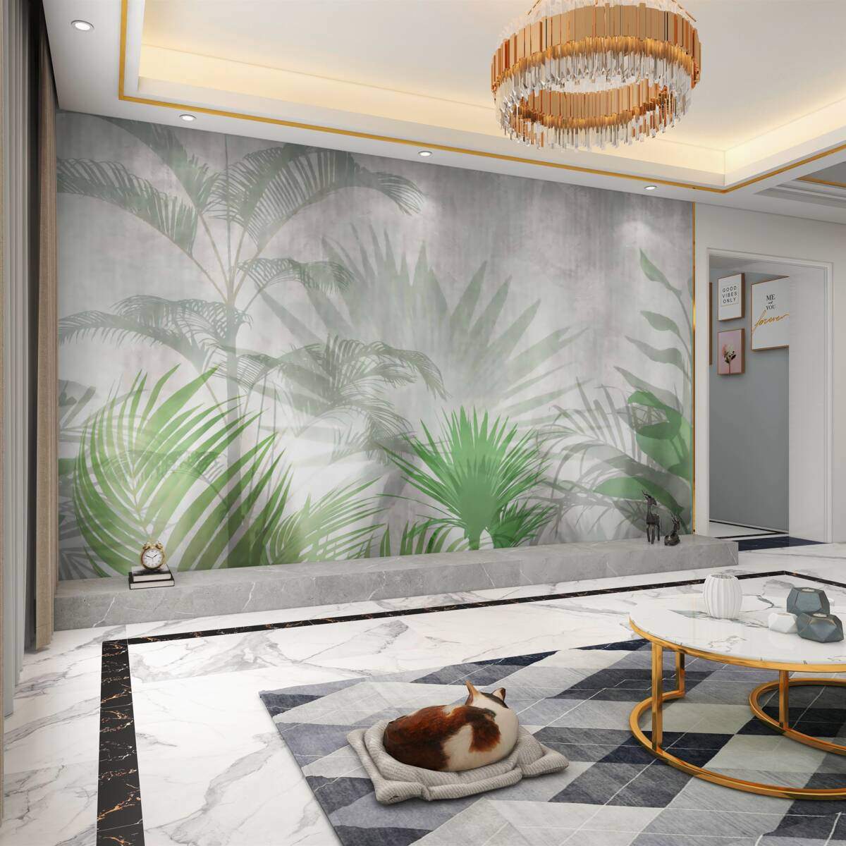 Fototapeta tropikalne paprocie w deszczu