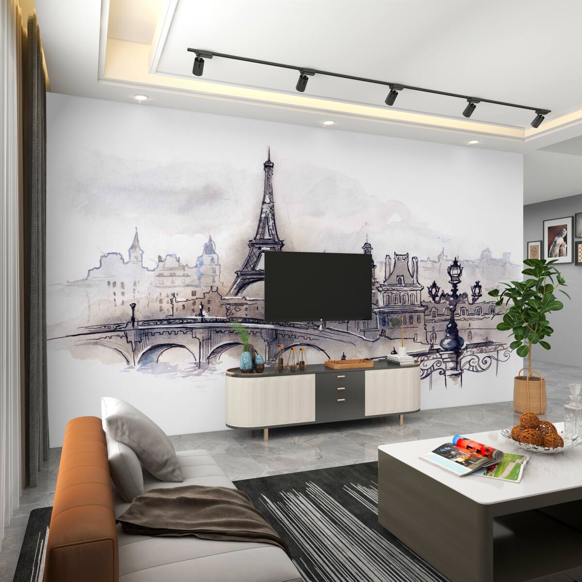 Fototapeta Wieża Eiffla i architektura ołówkiem