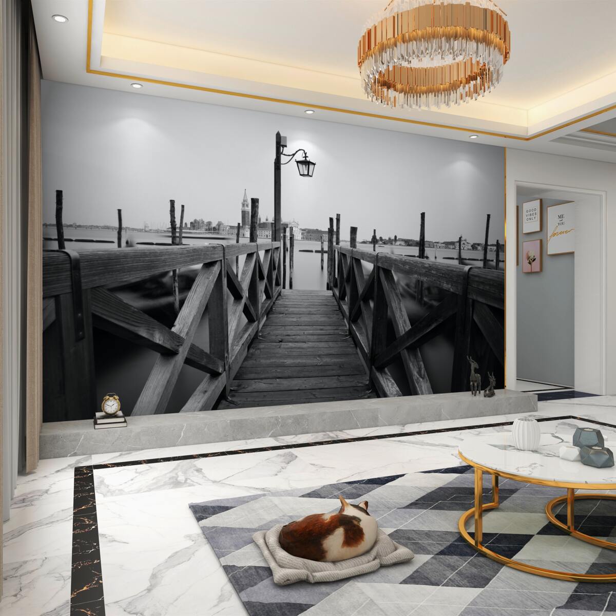 Fototapeta drewniany nasyp w pobliżu wody