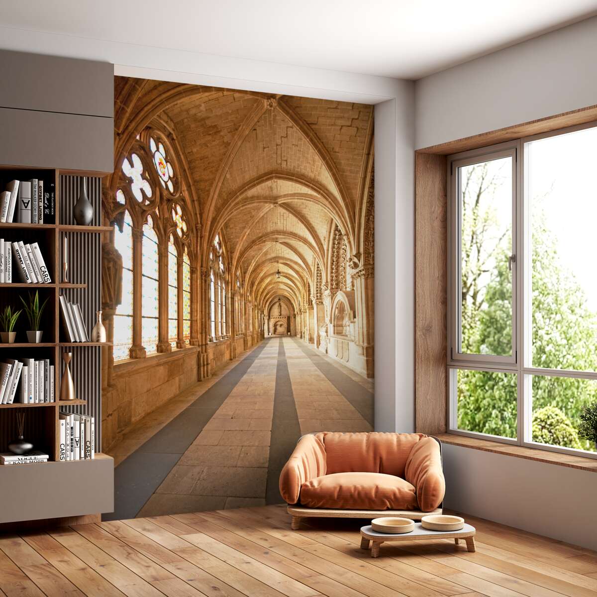 Fototapeta stare kamienne świetliki z witrażami