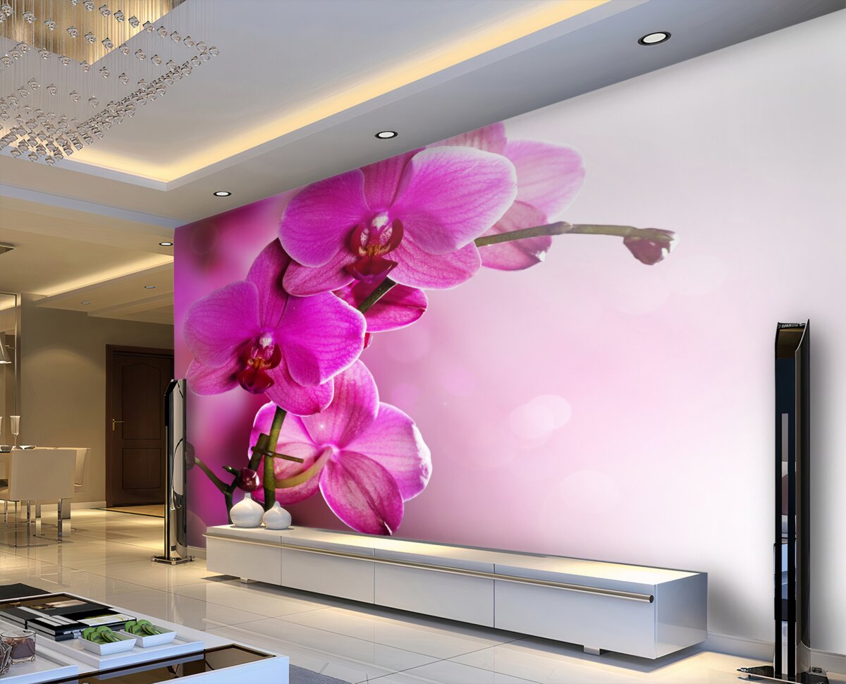 Fototapeta piękna gałąź liliowej orchidei w słońcu