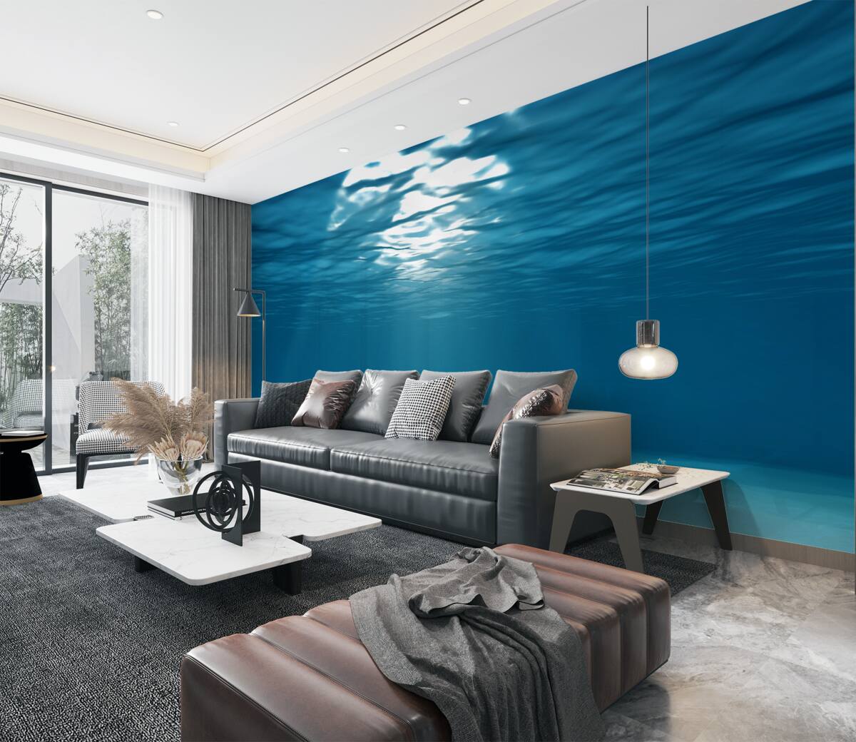 Fototapeta promienie słońca przebijają się przez głębiny wody