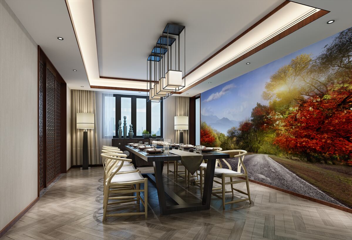 Fototapeta deszczowa droga w jesiennym lesie