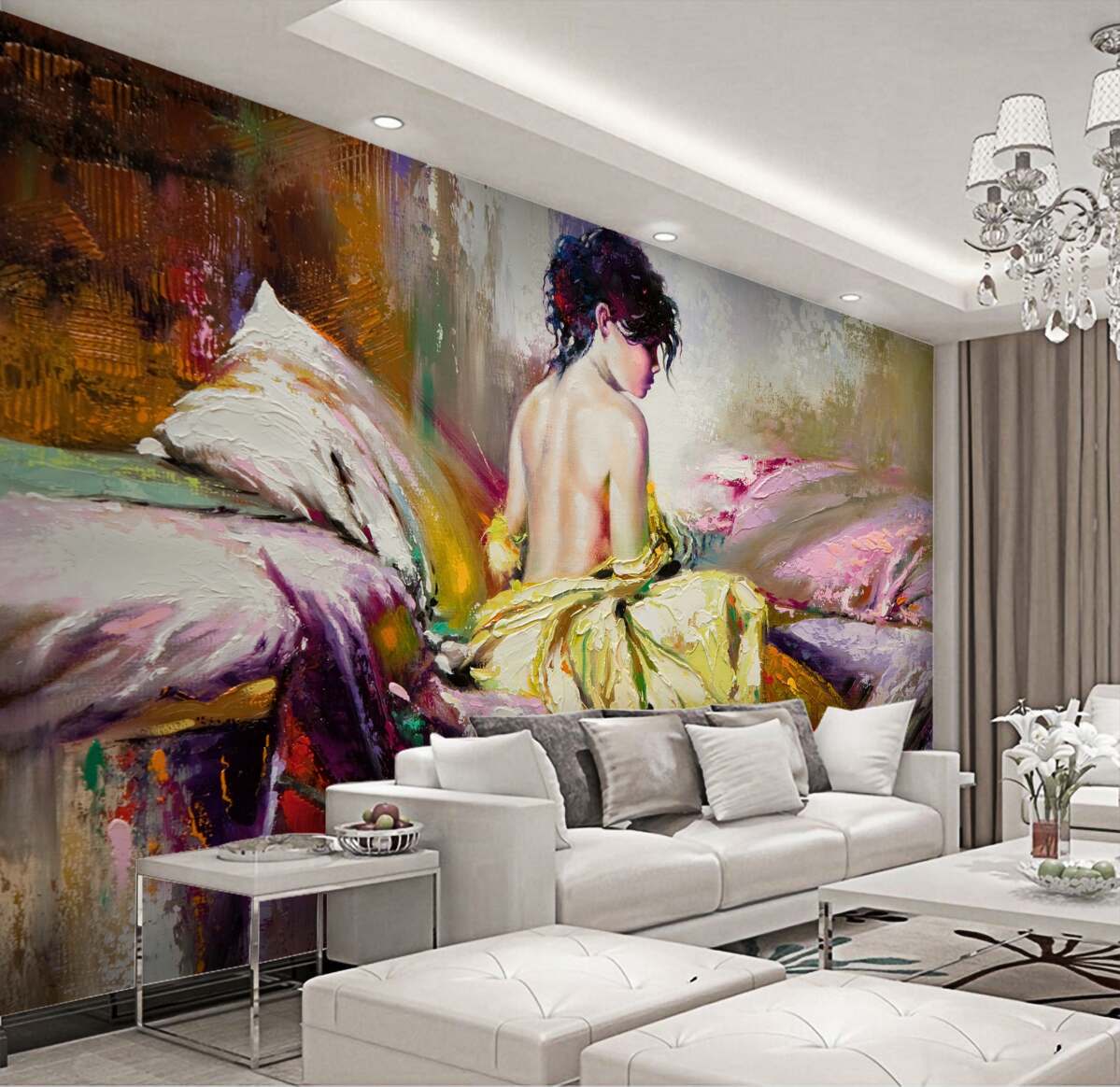 Fototapeta obraz nagiej dziewczyny w jesiennych kolorach