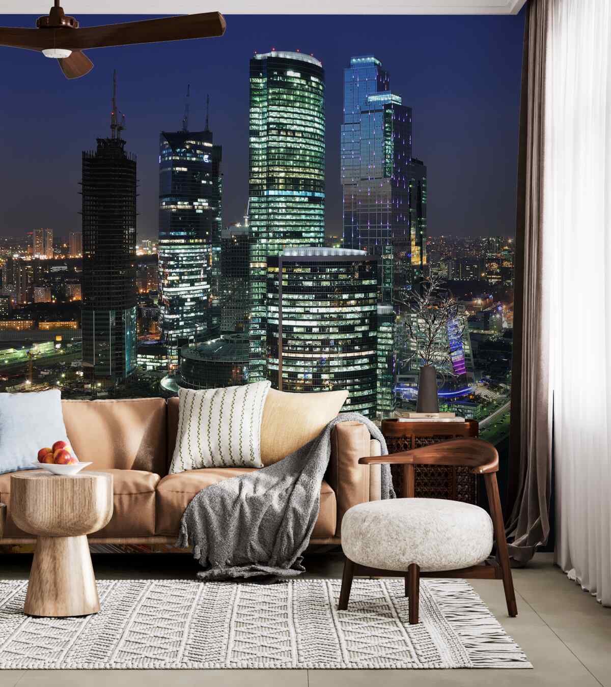 Fototapeta drapacze chmur metropolii oświetlone światłami