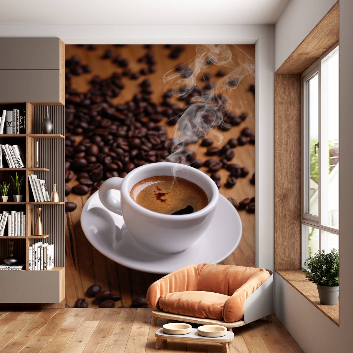 Fototapeta filiżanka kawy aromatyzowanej fasolą