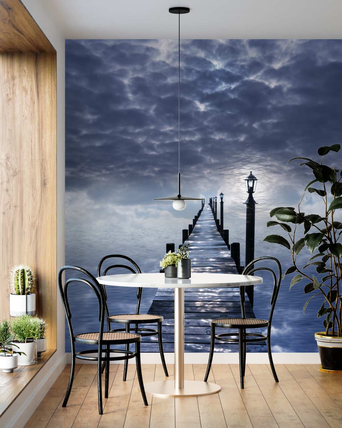 Fototapeta drewniany most unoszący się nad wodą